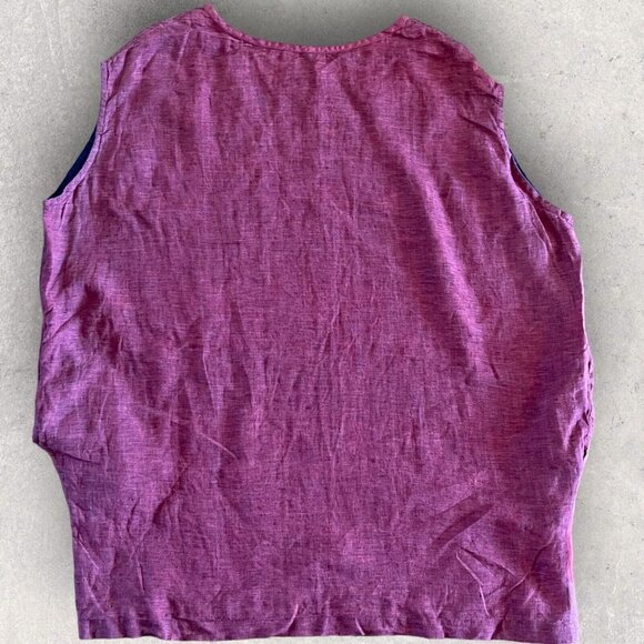 Mara Gibbucci 100% Linen Oversized Tank Size Large Red Striped Pockets Lagenlook - Picture 2 of 11